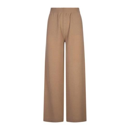 Bruine Wijde Gebreide Broek Msgm , Brown , Dames