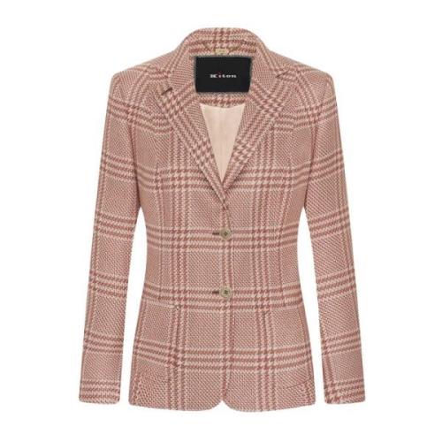 Glen Plaid Zijde Kasjmier Blazer Kiton , Pink , Dames