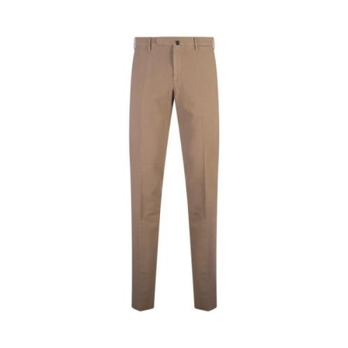 Slim Fit Bruine Doeskin Broek Incotex , Brown , Heren