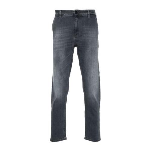 Grijze Tapered Katoenen Broek Vervaagd Effect PT Torino , Gray , Heren