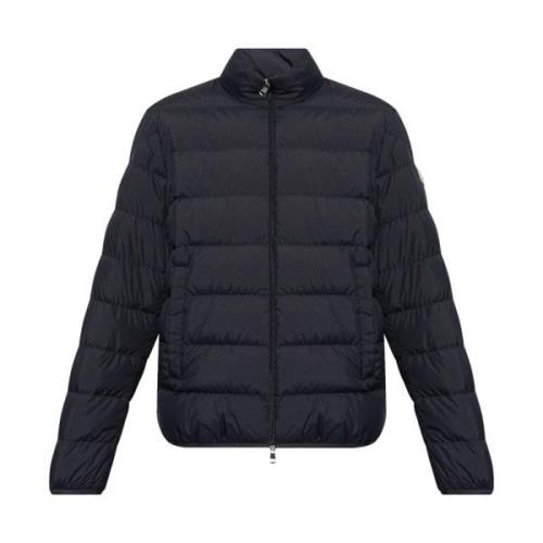 Blauwe Donsjas Rits Zakken Logo Moncler , Blue , Heren