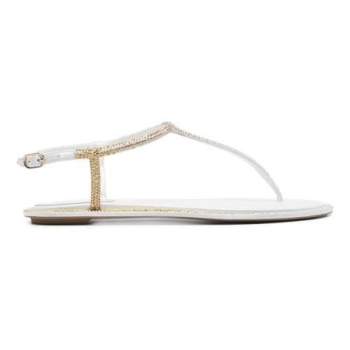 Gouden Sandalen met Pastelkleuren René Caovilla , Beige , Dames