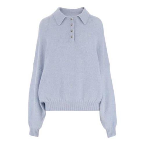 Cashmere Blend Button-Up Sweatshirt Lichtblauw Khaite , Blue , Dames