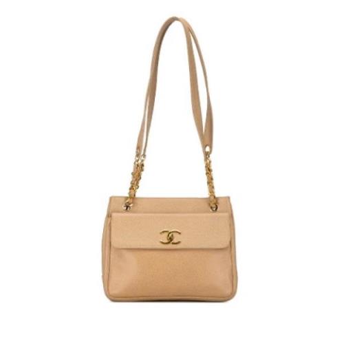 Pre-owned Leather chanel-bags Chanel Vintage , Beige , Dames