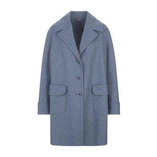 Blauwe Wollen Single-Breasted Jas Ermanno Scervino , Blue , Dames