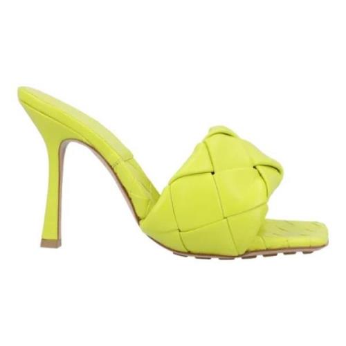 Leather sandals Bottega Veneta , Green , Dames