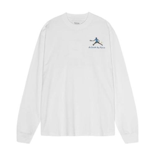 LS T-shirt met zeefdruk Palmes , White , Heren