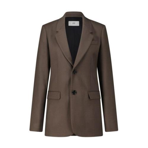 Wollen Oversized Blazer Stijlvol Elegant Modern Ami Paris , Brown , Da...