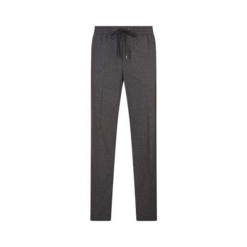 Grijze Cashmere Joggers met Leren Patch Moncler , Gray , Heren