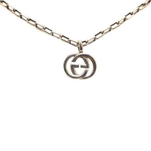 Pre-owned Metal necklaces Gucci Vintage , Gray , Dames