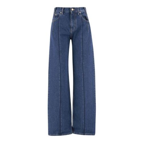 Denim Wide Leg Broek Darkpark , Blue , Dames