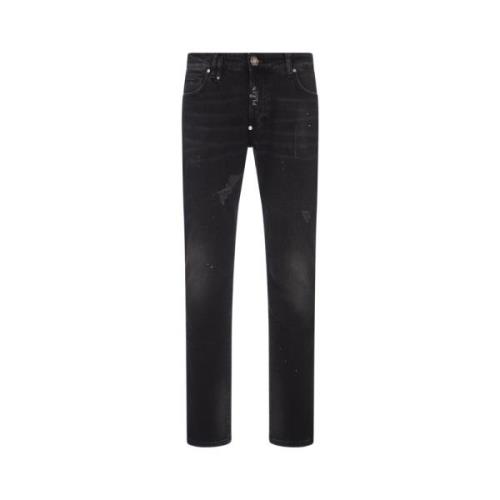 Zwarte Super Straight Jeans Philipp Plein , Black , Heren