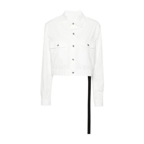 Witte Cutout Mouw Knoop Shirt Rick Owens , White , Dames