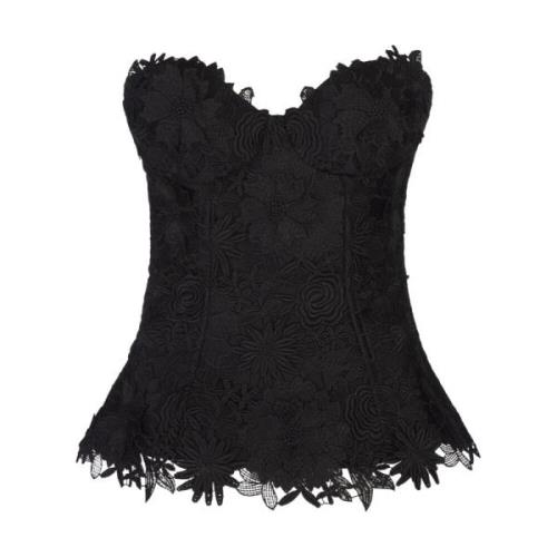 Zwarte Bloemen Macramé Mouwloze Top Giuseppe Di Morabito , Black , Dam...