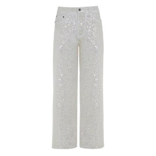 Pailletapplicatie Witte Jeans P.a.r.o.s.h. , White , Dames