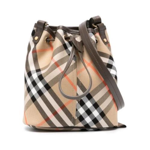 Beige Crossbody Tas met Koordsluiting Burberry , Multicolor , Dames