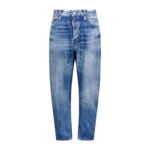 Blauwe Cropped Denim Jeans Dsquared2 , Blue , Heren