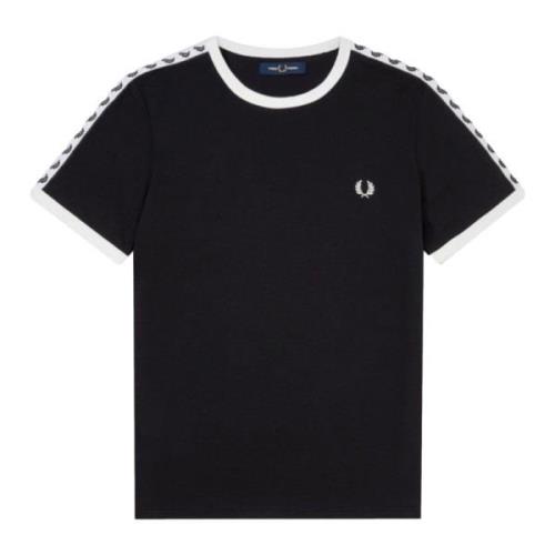 Zwarte Gestreepte Schouder T-shirt Fred Perry , Black , Heren