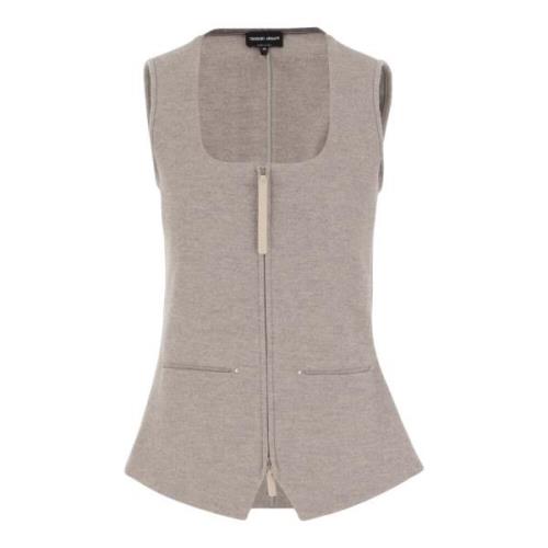 Kasjmiermix Ritsvest Beige Giorgio Armani , Beige , Dames