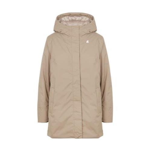 Dubbelgevoerde Hoodie K-Way , Beige , Dames