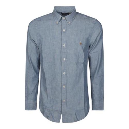 Chambray Katoenen Overhemd Ralph Lauren , Blue , Heren