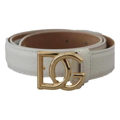 Wit Leren Logo Gesp Riem Vrouwen Dolce & Gabbana , White , Dames