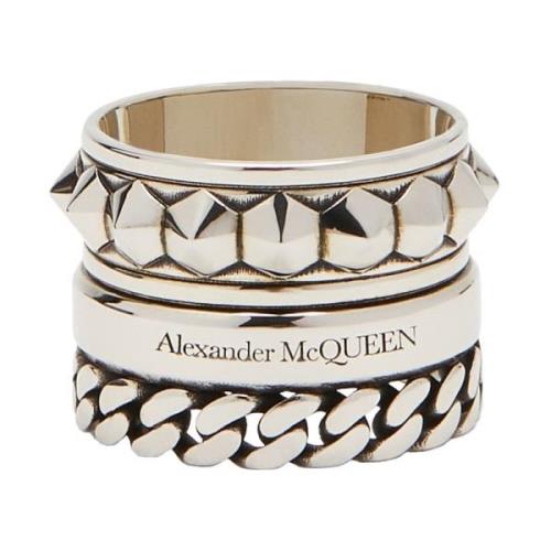 Zilver Punk Metal Cirkel Ring Alexander McQueen , Gray , Heren