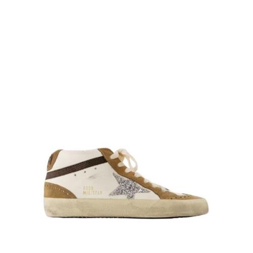 Witte Leren Mid Star Sneakers Golden Goose , White , Dames