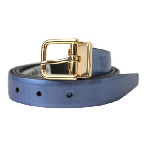 Metallic Blue Metal Buckle Riem Dolce & Gabbana , Blue , Heren