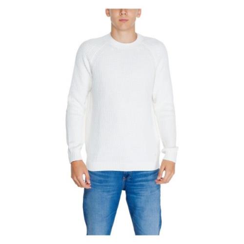 Witte Katoenen Gebreide Ronde Hals Trui Calvin Klein Jeans , White , H...