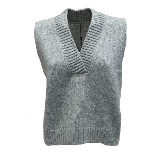 Glitterende Mouwloze Gebreide Vest True Religion , Gray , Dames