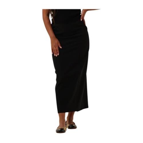 Elegant High Waist Long Skirt Gestuz , Black , Dames