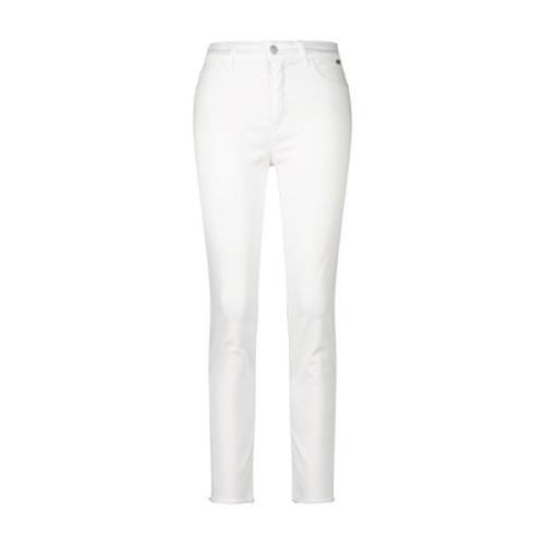 Zomer Slim-Fit Broek met Rafelzoom Marc Cain , White , Dames