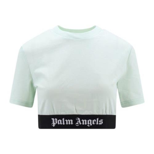 Groene Katoenen Crop Top Palm Angels , Green , Dames