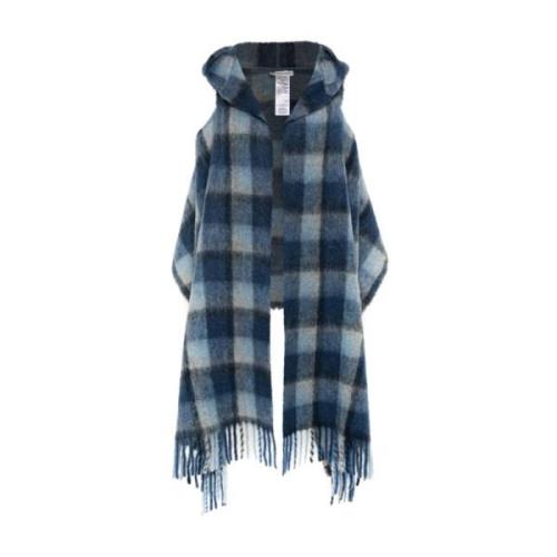 Geruit Patroon Hooded Sjaal Woolrich , Blue , Dames