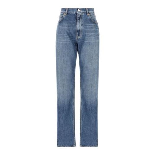 Blauwe Denim Jeans Ongevoerd Logo Plaat Valentino Garavani , Blue , Da...