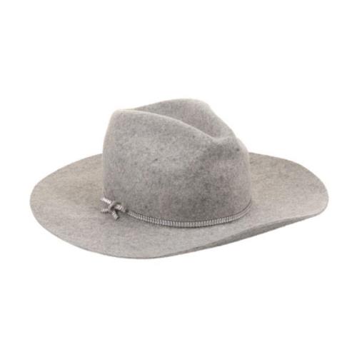 Grijze Fedora Hoed met Stenen Ermanno Scervino , Gray , Dames