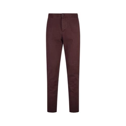 Burgundy Straight-Leg Elastische Taille Broek Kiton , Red , Heren