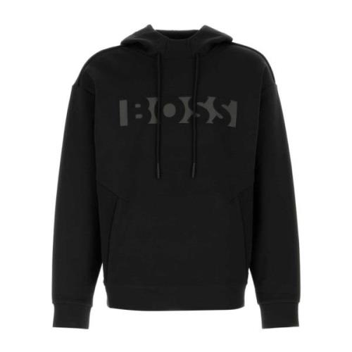 Stretch Katoen Blend Sweatshirt Boss , Black , Heren