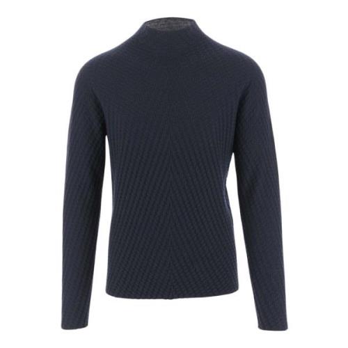 Wollen Jacquard Pullover Navy Giorgio Armani , Blue , Heren