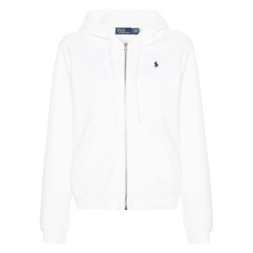 Witte Sweater met Capuchon en Rits Polo Ralph Lauren , White , Dames