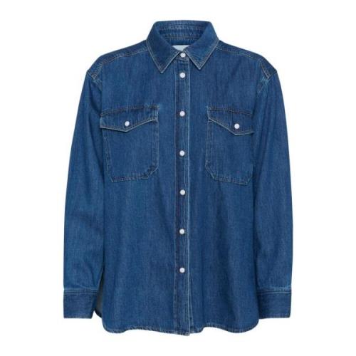 Denim Blouse Collettepw Sh Blauw Part Two , Blue , Dames