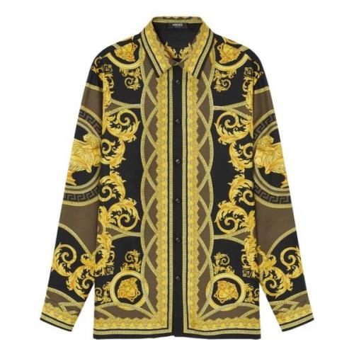 Groene Zijden Twill Shirt La Coupe Des Dieux Versace , Multicolor , He...