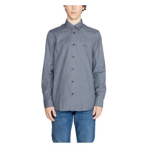 Blauw Katoenen Knoopshirt Mannen Armani Exchange , Blue , Heren