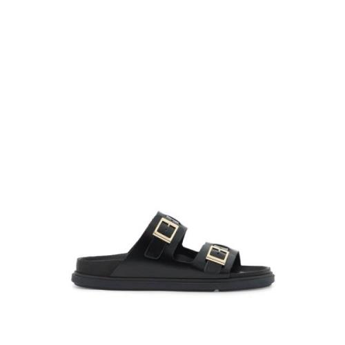 Leren Slippers Smalle Pasvorm Birkenstock , Black , Dames