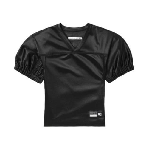 Gewatteerde Voetbal Gebreide Top Alexander Wang , Black , Dames