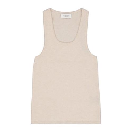 Wollen Crew Neck Tank Top Laneus , Beige , Dames