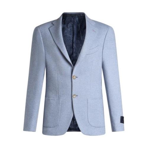 Blauwe Wol-Kasjmier Blazer met Paisley Motief Etro , Blue , Heren