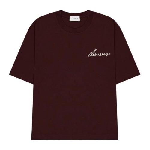 Comfortabele Boxy T-shirt met geborduurd logo Laneus , Brown , Unisex