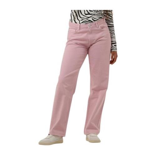 Lichtroze Straight Leg Jeans Envii , Pink , Dames